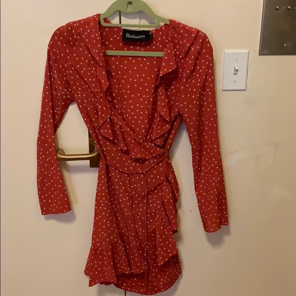 Réalisation Par the Alexandra Red Star Wrap Dress